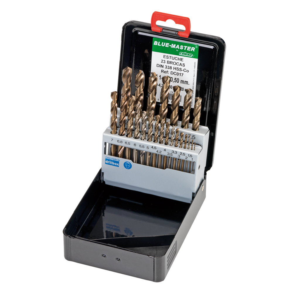 DC017 | ESTUCHE BLUE-MASTER METALICO BROCA Ø1-10X0,50 HSS-CO + DECIMAS