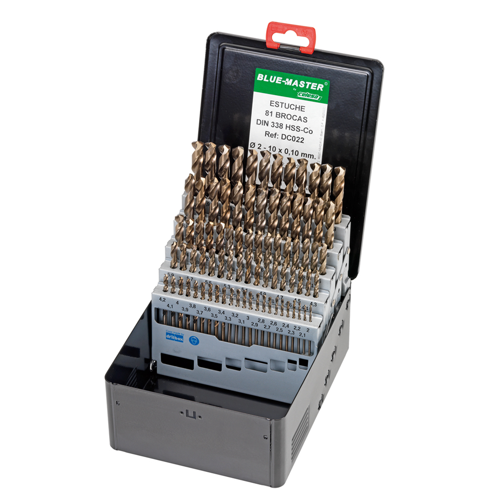 DC022 | ESTUCHE BLUE-MASTER METALICO BROCA HSS-CO Ø2-10X0,1