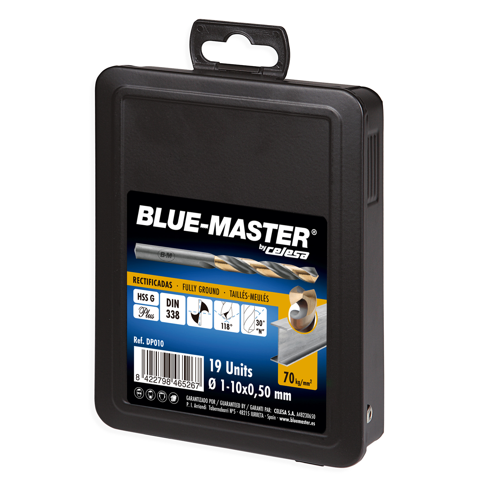 DP010 | ESTUCHE BLUE-MASTER METALICO BROCA S/PLUS Ø 1-10X0,50 MM