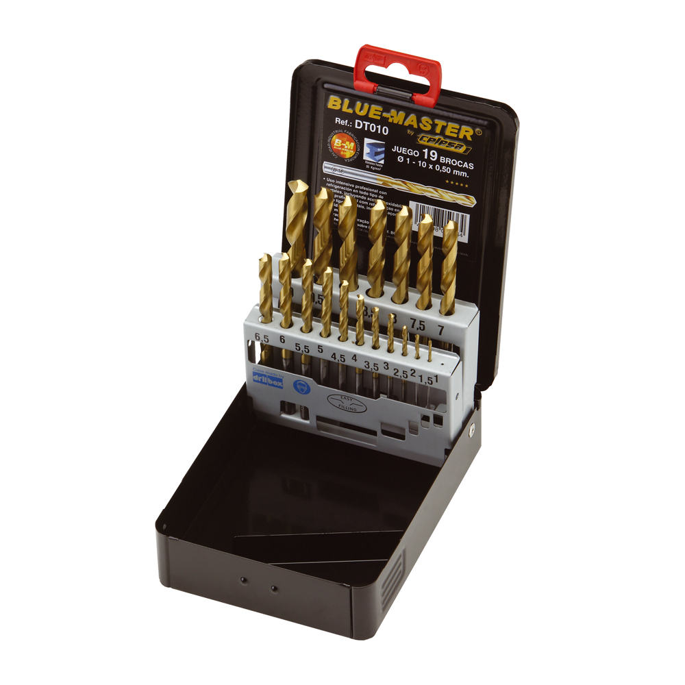 DT010 | ESTUCHE BLUE-MASTER METALICO BROCA TIN Ø1-10x0,50