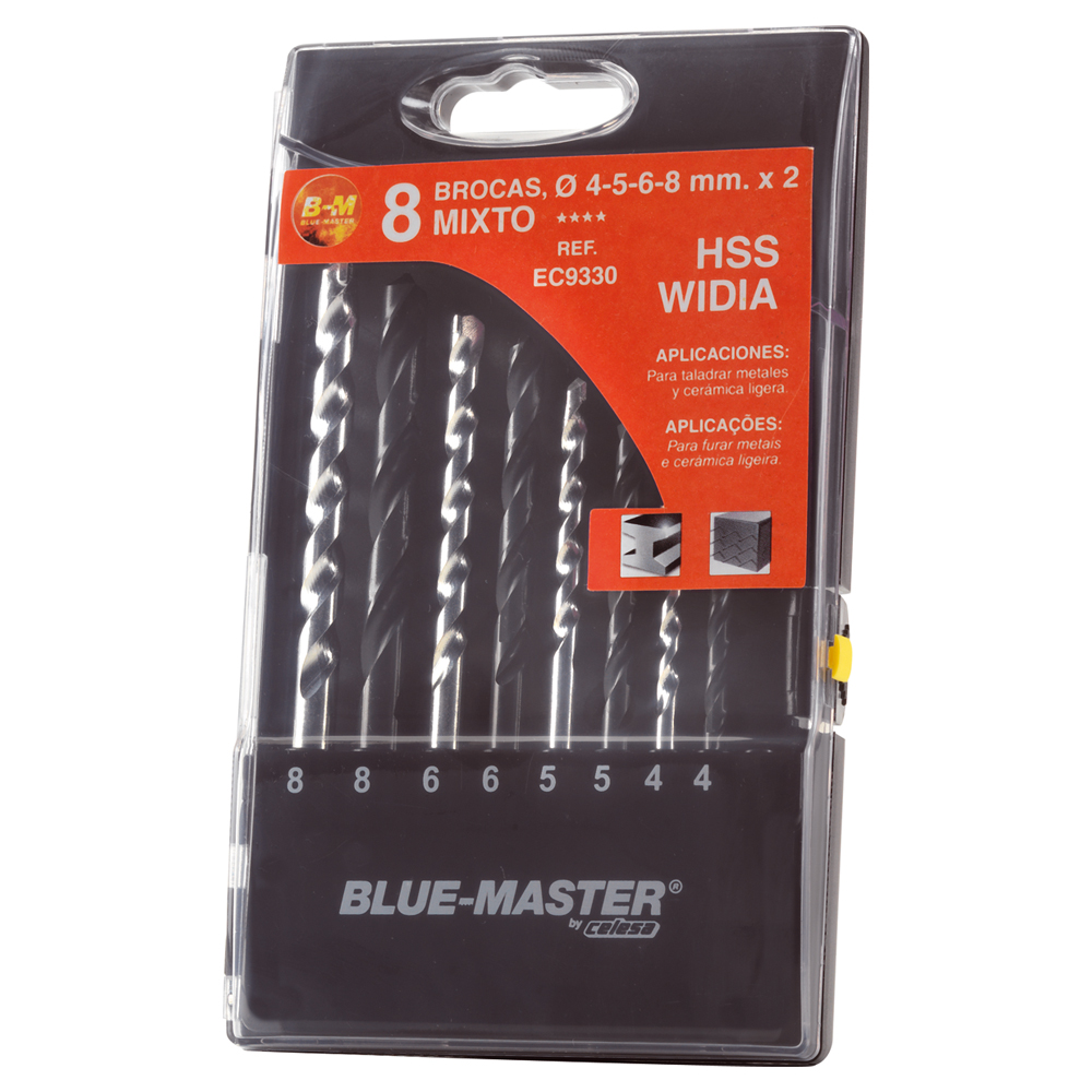 EC9330 | ESTUCHE BLUE-MASTER COMBINADO BROCA HSS+WIDIA Ø 4-5-6-8x2