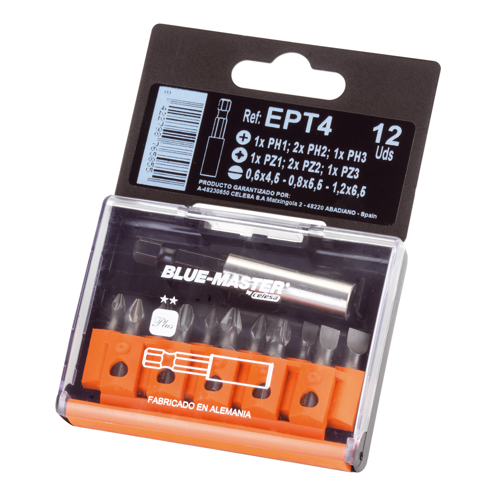 EPT4 | ESTUCHE BLUE-MASTER PUNTAS ATORNILLAR 12 PIEZAS. EPT4