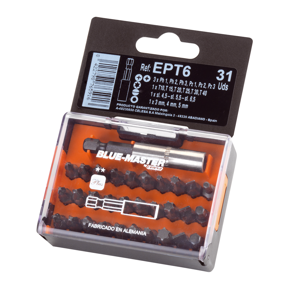 EPT6 | ESTUCHE BLUE-MASTER PUNTAS ATORNILLAR 31 PIEZAS. EPT6