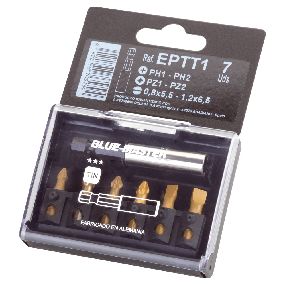 EPTT1 | ESTUCHE BLUE-MASTER PUNTAS ATORNILLAR 7 PIEZAS. EPTT1 TIN