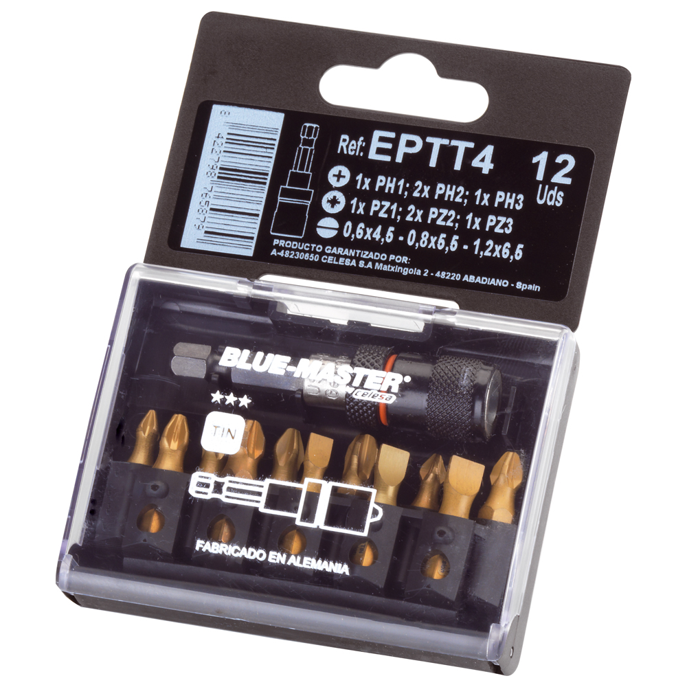 EPTT4 | ESTUCHE BLUE-MASTER PUNTAS ATORNILLAR 12 PIEZAS.PTT4 TIN