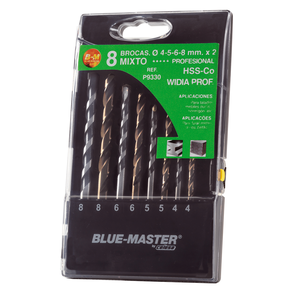 P9330 | ESTUCHE BLUE-MASTER COMBINADO BROCA HSS-CO+WIDIA Ø 4-5-6-8x2
