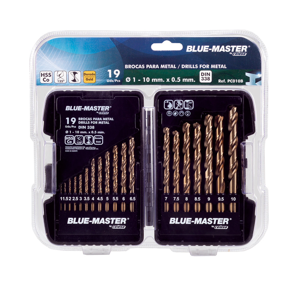 PC010B | ESTUCHE PLASTICO BLUE-MASTER  BROCA HSS-CO Ø1-10X0,50 BLISTER