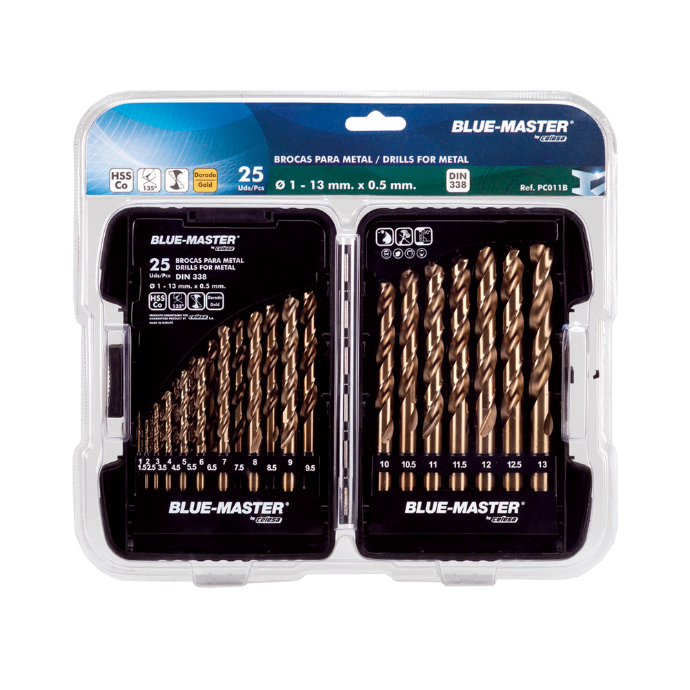 PC011B | ESTUCHE PLÁSTICO BLUE-MASTER  BROCA HSS-CO Ø1-13X0,50 BLISTER