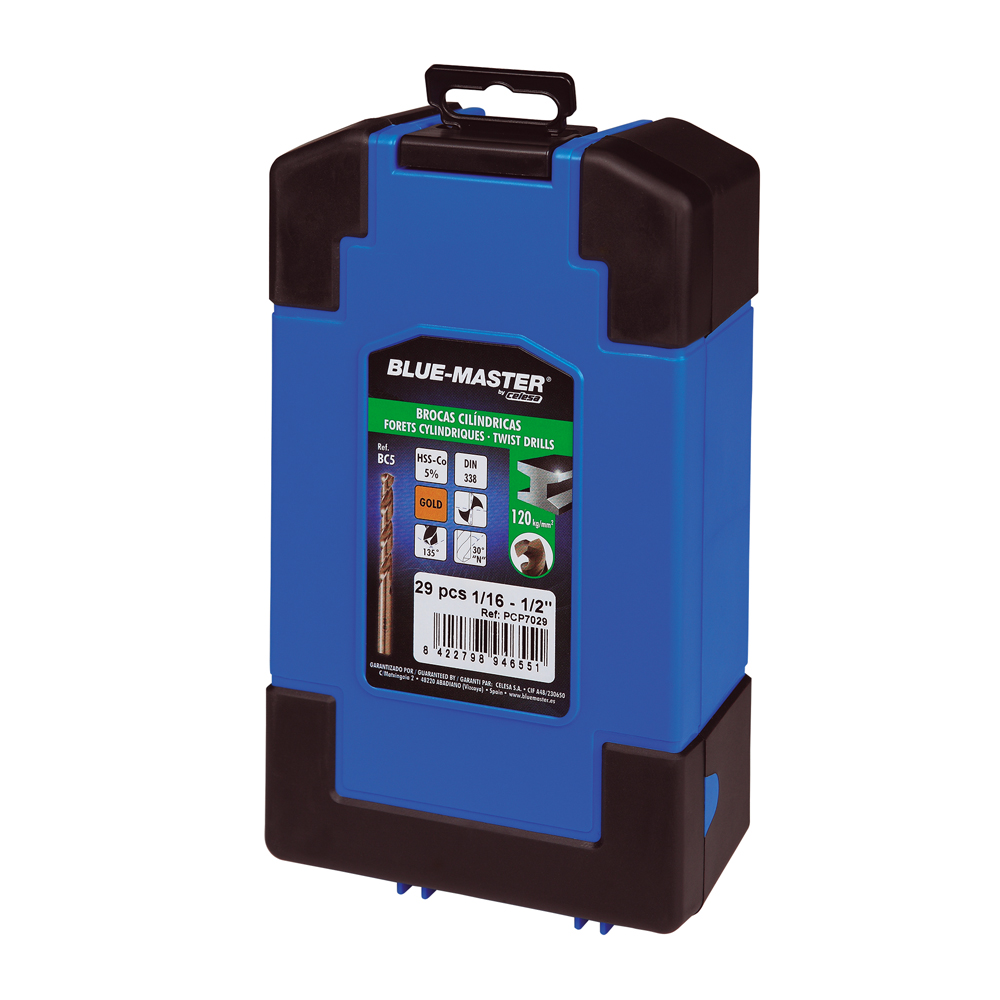 PCP7029 | ESTUCHE BLUE-MASTER AZUL 29PCS HSS-Co DIN338 1/16-1/2