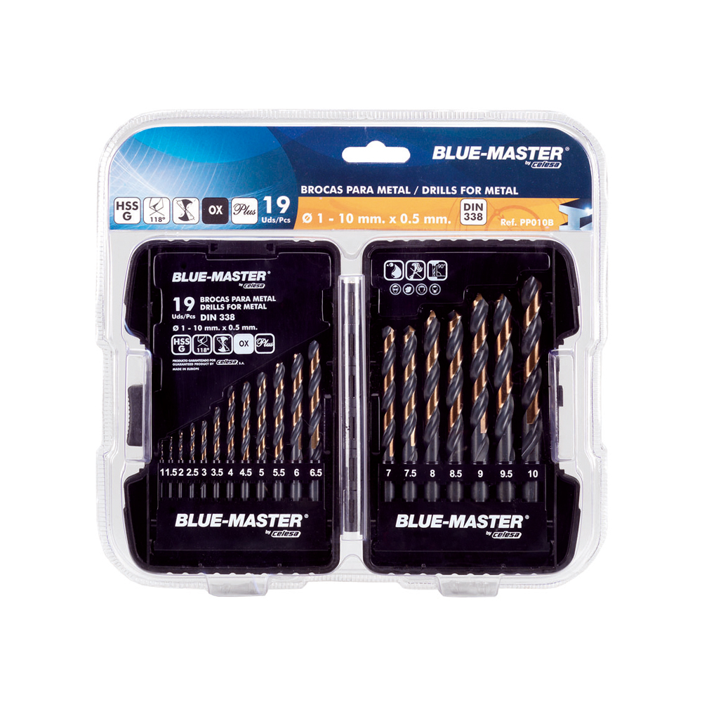 PP010B | ESTUCHE PLÁSTICO BLUE-MASTER  BROCA S/PLUS Ø1-10X0,50 BLISTER