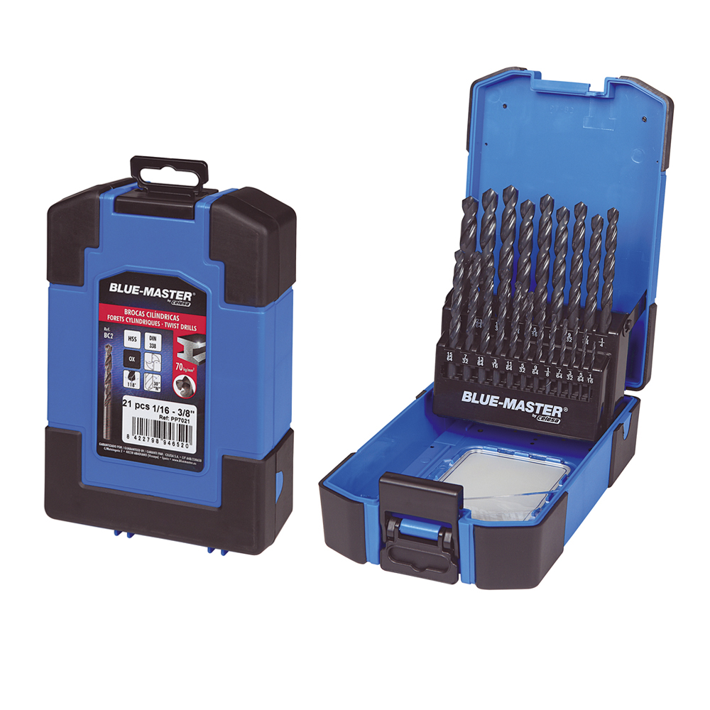 PP7021 | ESTUCHE BLUE-MASTER AZUL 21PCS HSS DIN338 1/16-3/8