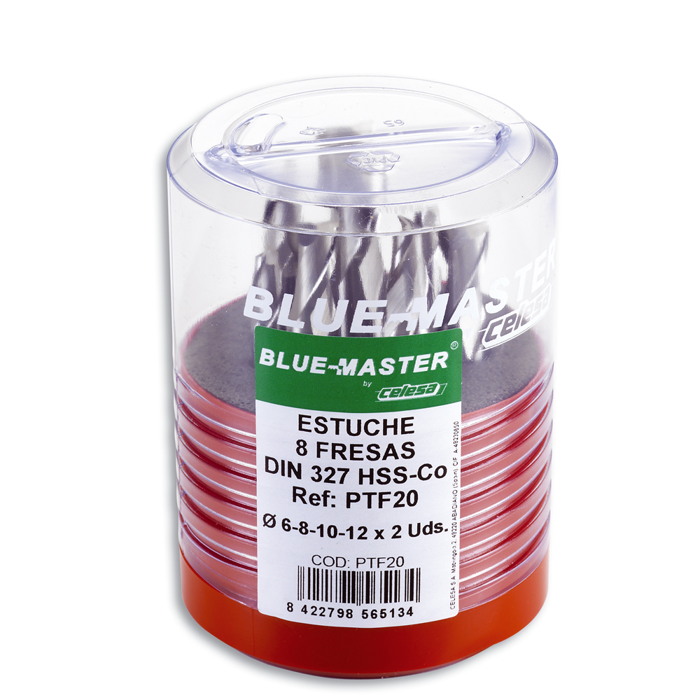PTF20 | JUEGO BLUE-MASTER 8 FRESA DIN 327 M42 Ø 6-8-10-12X2
