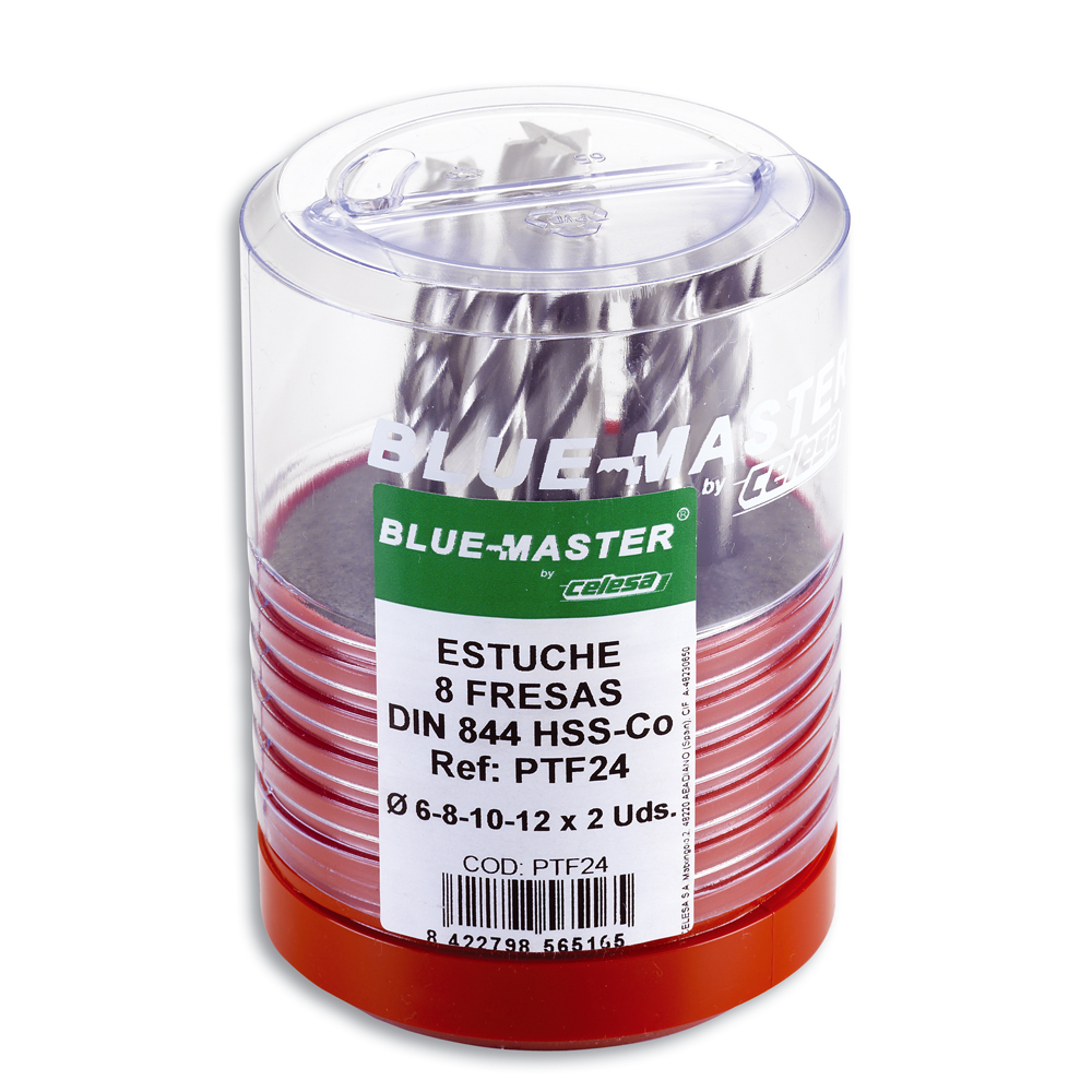 PTF24 | JUEGO BLUE-MASTER 8 FRESA DIN 844 M42 C/C Ø 6-8-10-12X2