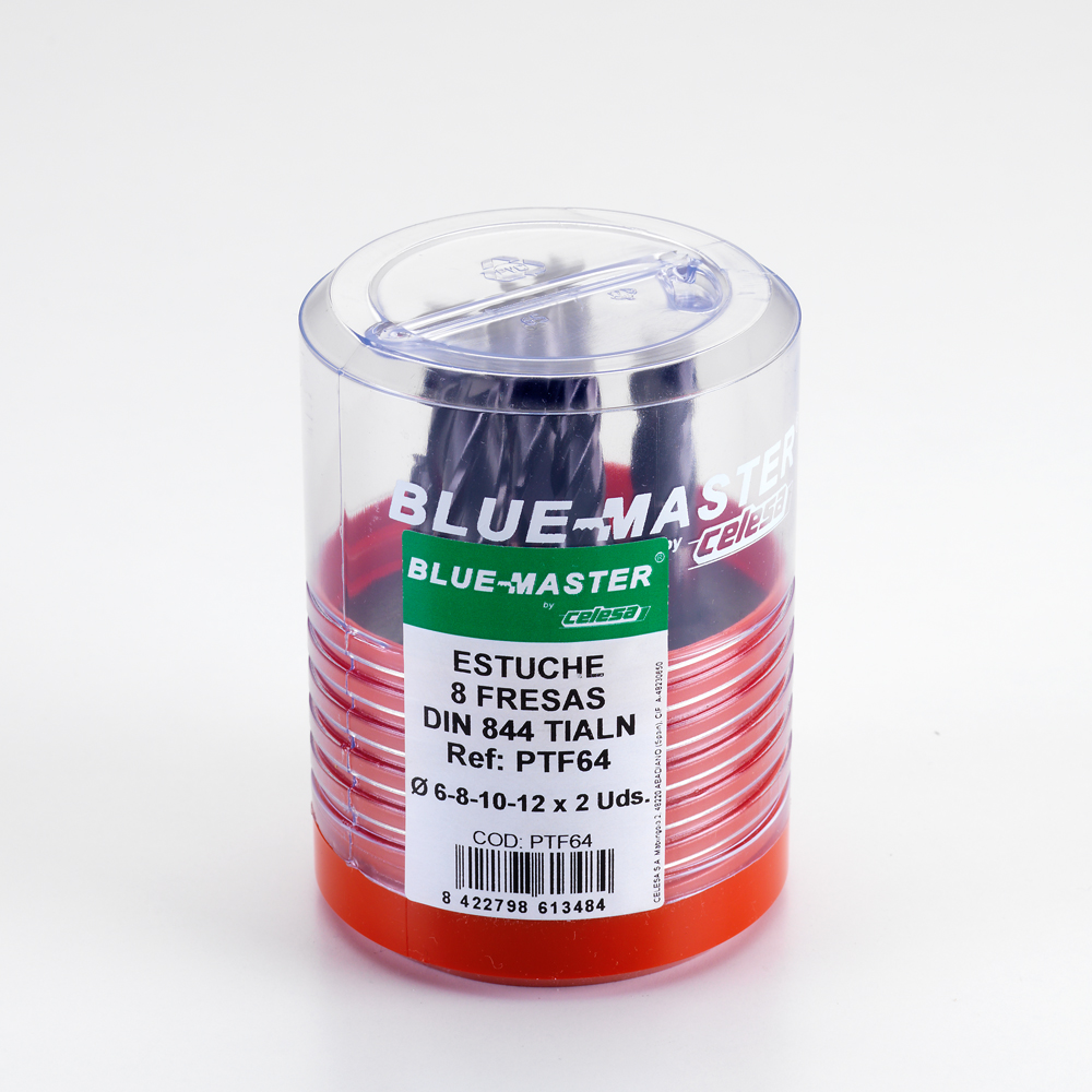 PTF64 | JUEGO BLUE-MASTER 8 FRESA DIN 844 TIALN C/C Ø 6-8-10-12X2