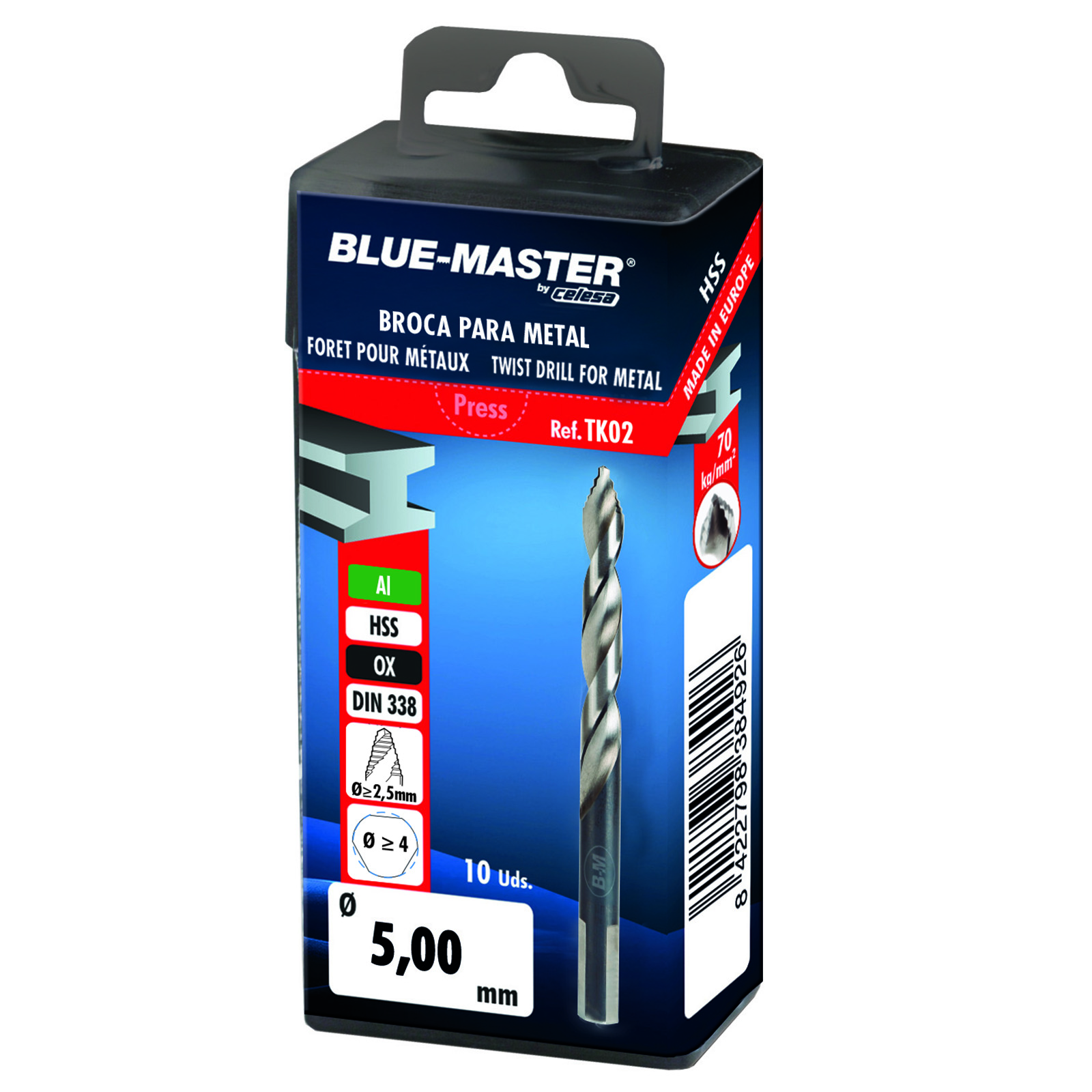TK02 | BROCA BLUE-MASTER DIN338 HSS STEP CUP ANTI SLIP