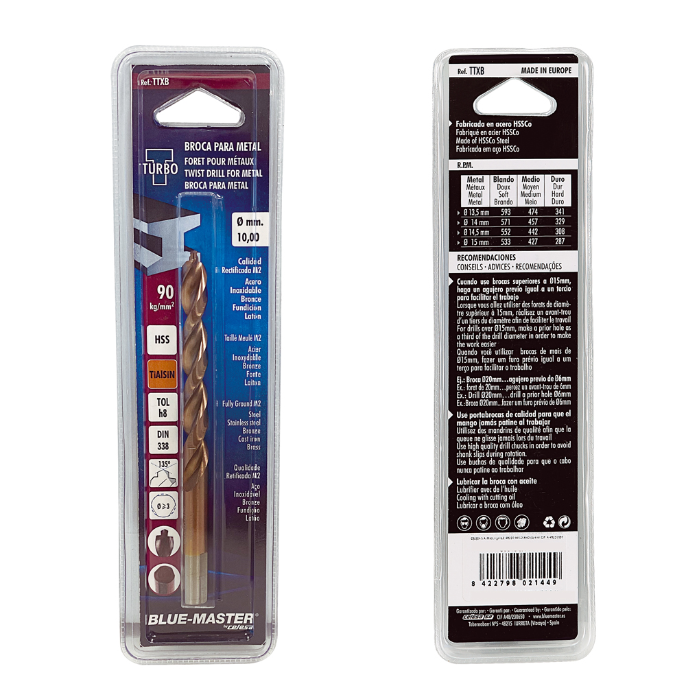 TTXB | BROCA BLUE-MASTER DIN338 HSS-TiALSN TTURBO (EN BLISTER)