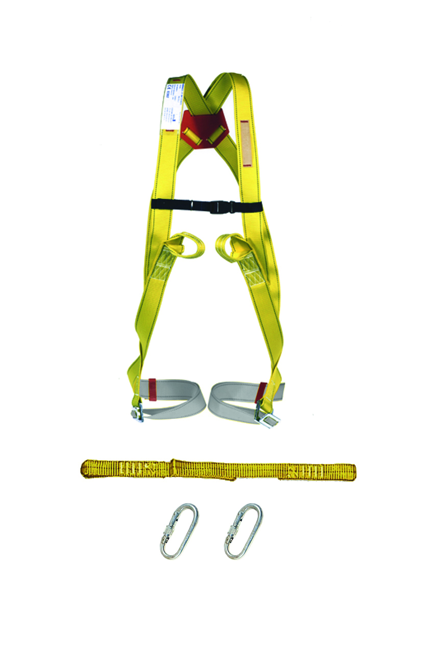 Arnés + Elemento amarre + 2 mosquetones KIT FRONT