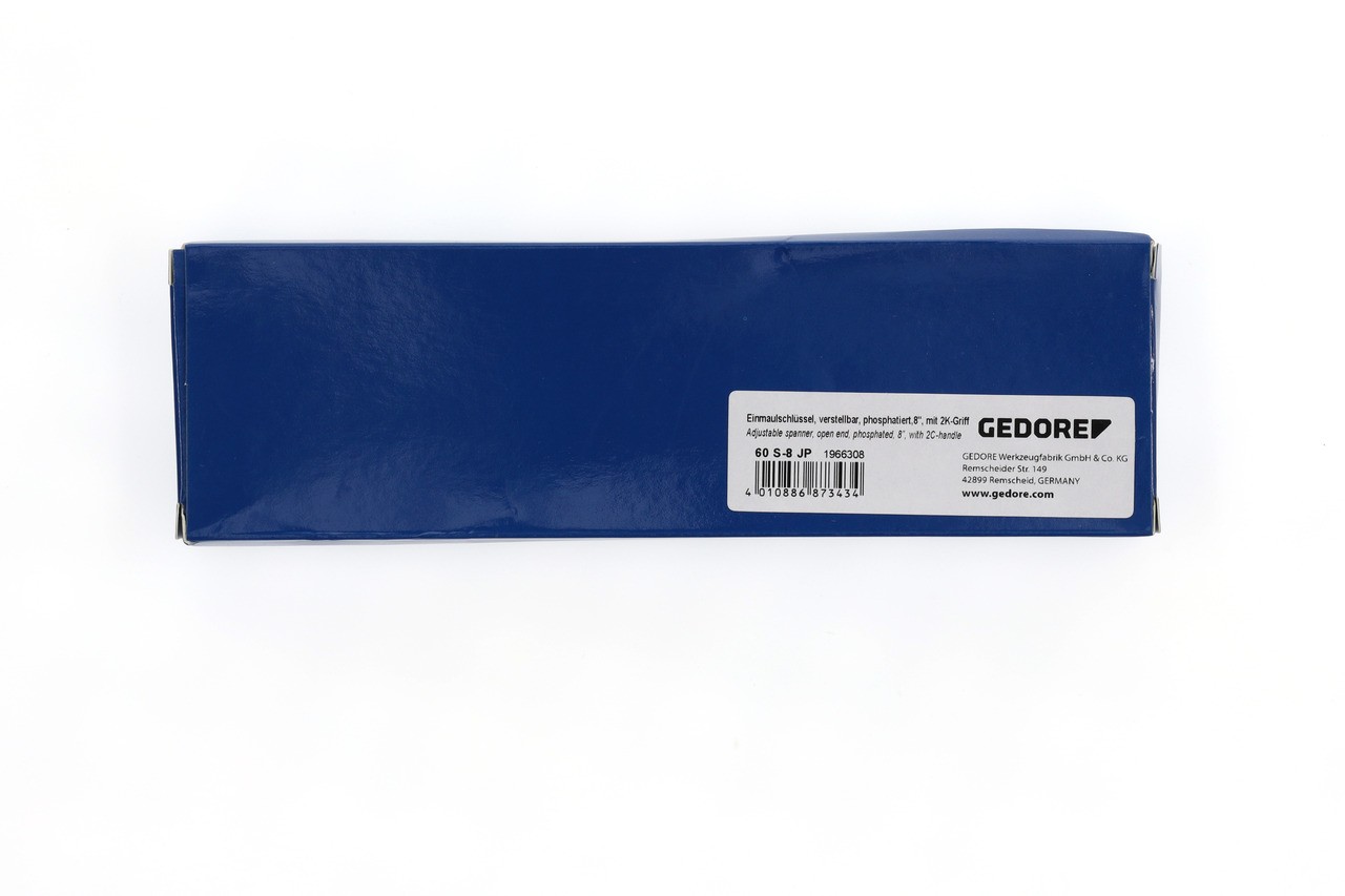 60 S 8 JP Llave de boca única 8", ajustable, fosfatado con mango de plástico