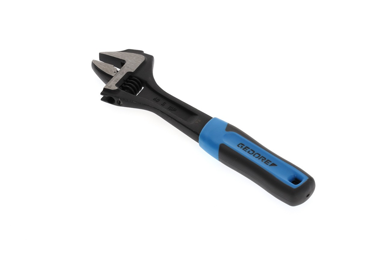 60 S 10 JP Llave de boca única 10", ajustable, fosfatado con mango de plástico