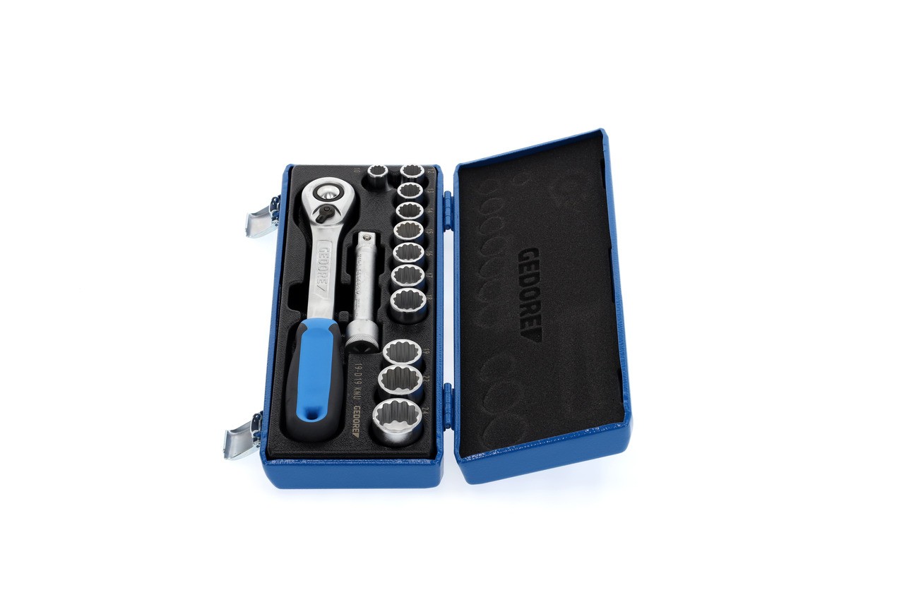 D 19 KMU-20 Juego de llaves de vaso 1/2", 13 piezas, perfil UD 10-24 mm