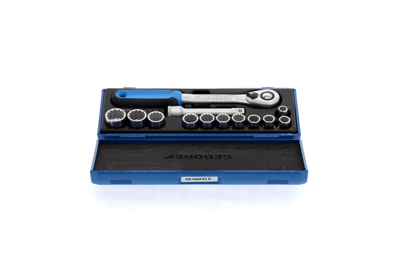 D 19 KMU-20 Juego de llaves de vaso 1/2", 13 piezas, perfil UD 10-24 mm