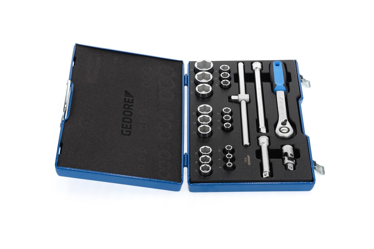 19 EMU-20 Juego de llaves de vaso 1/2", 23 piezas, hexagonal 8-32 mm