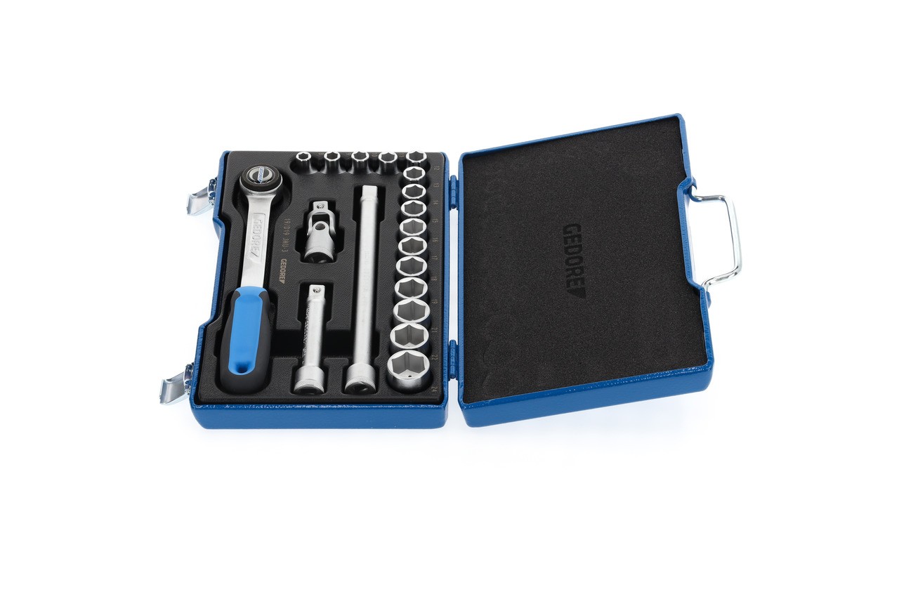 19 JMU-3 Juego de llaves de vaso 1/2", 19 piezas, hexagonal 8-24 mm