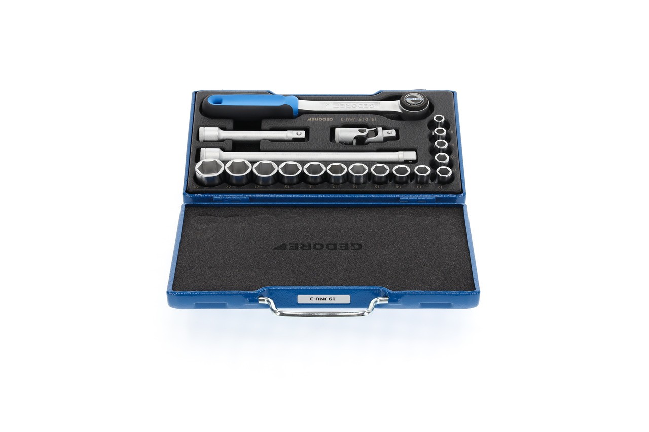 19 JMU-3 Juego de llaves de vaso 1/2", 19 piezas, hexagonal 8-24 mm