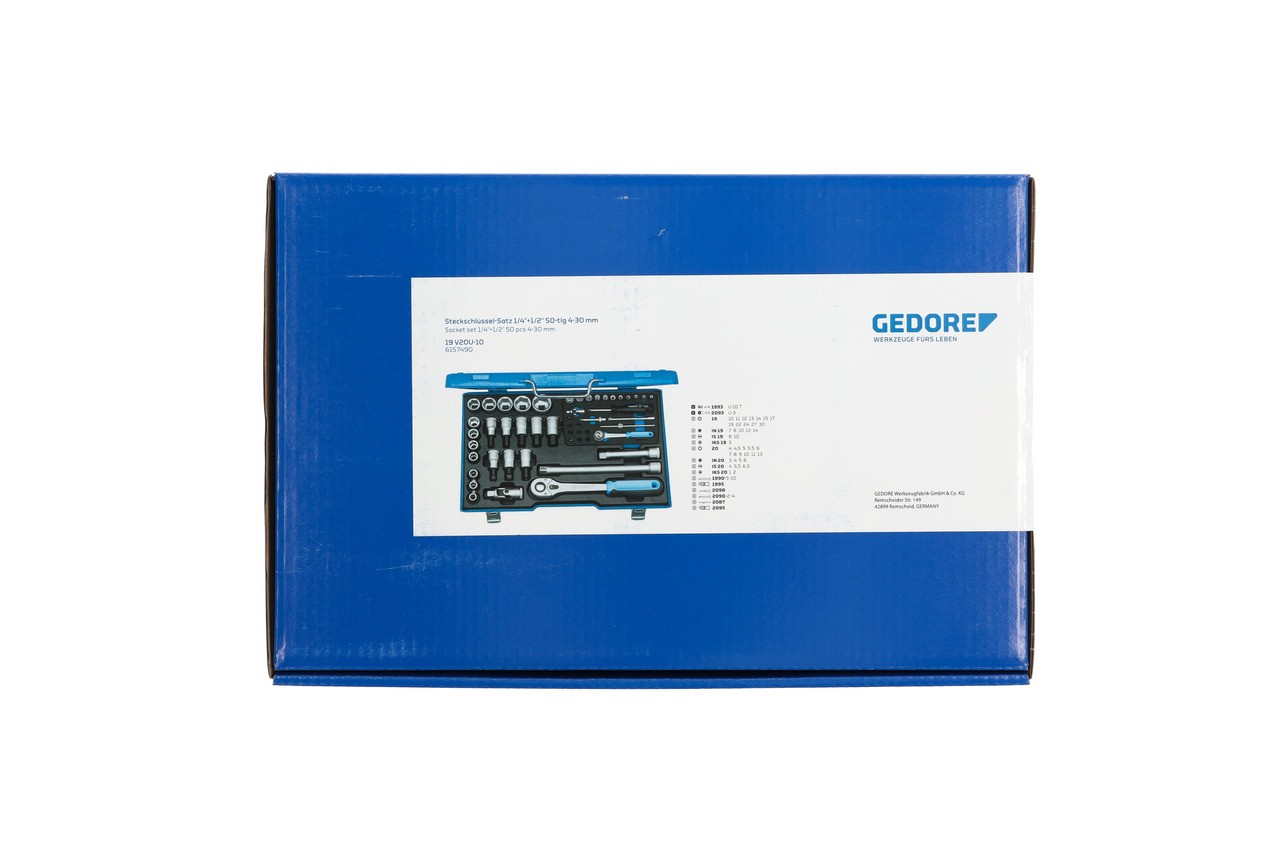 19 V20 U-10 Juego de llaves de vaso 1/4"+1/2" 50 piezas 4-30 mm