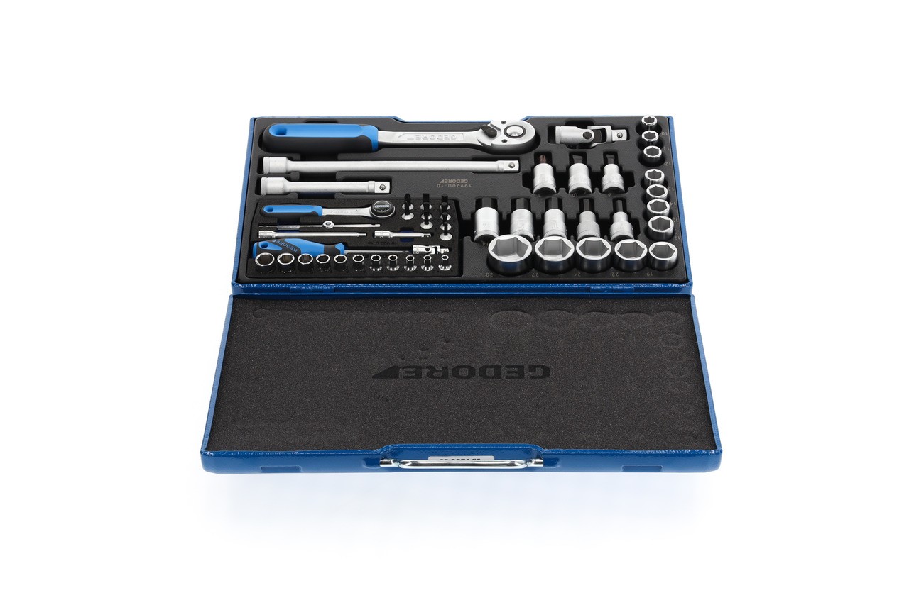 19 V20 U-10 Juego de llaves de vaso 1/4"+1/2" 50 piezas 4-30 mm