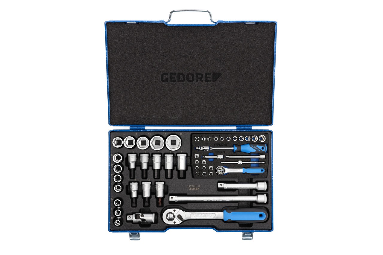 19 V20 U-10 Juego de llaves de vaso 1/4"+1/2" 50 piezas 4-30 mm