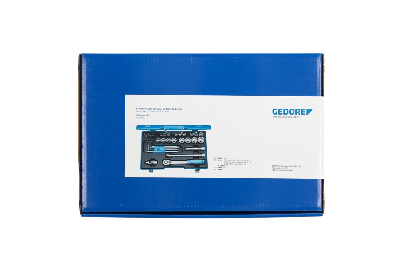 D 19 WAU-20 Juego de llaves de vaso 1/2" 31 piezas UD 5/16-1.1/4"