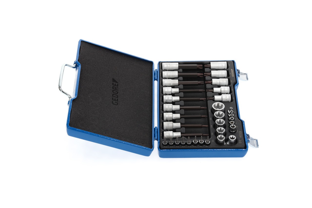 19 TX 20 Juego de destornilladores 1/2" + 1/4" 34 piezas TX