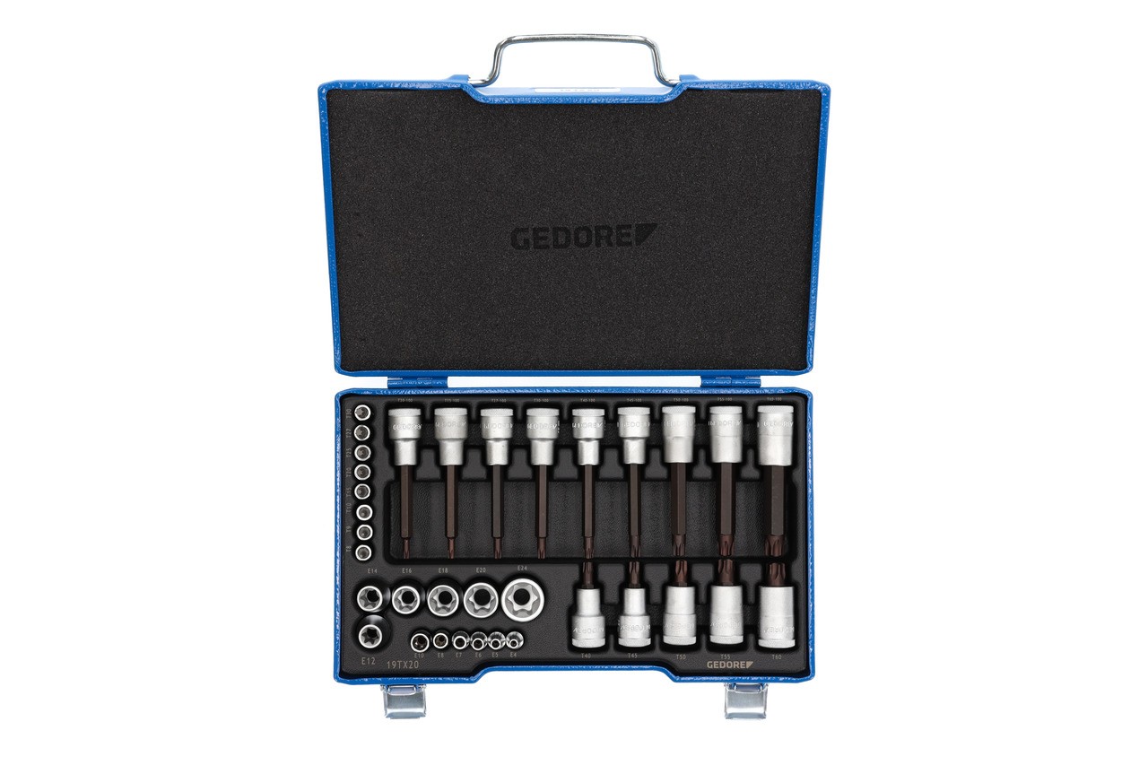 19 TX 20 Juego de destornilladores 1/2" + 1/4" 34 piezas TX