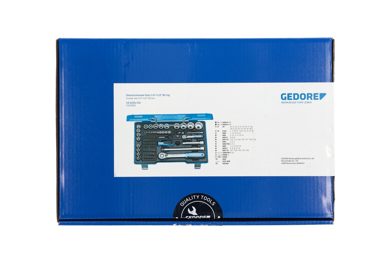 19 V20 U-20 Juego de llaves de vaso 1/4"+1/2" 81 piezas