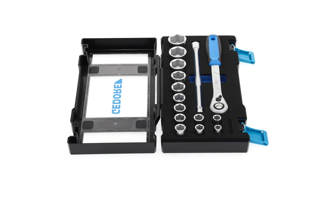 19 DMU-20 Juego de llaves de vaso 1/2", 15 piezas, hexagonal 10-32mm