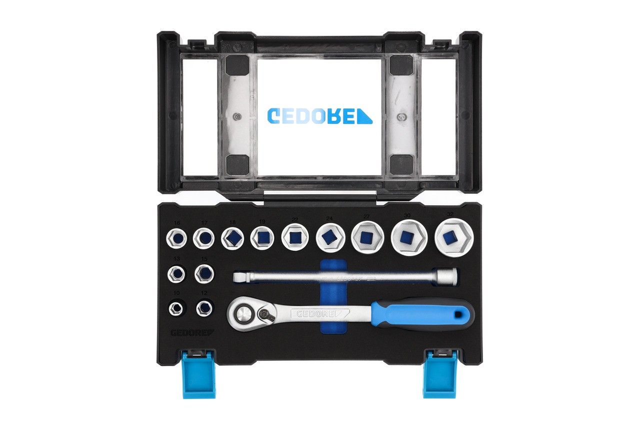 19 DMU-20 Juego de llaves de vaso 1/2", 15 piezas, hexagonal 10-32mm