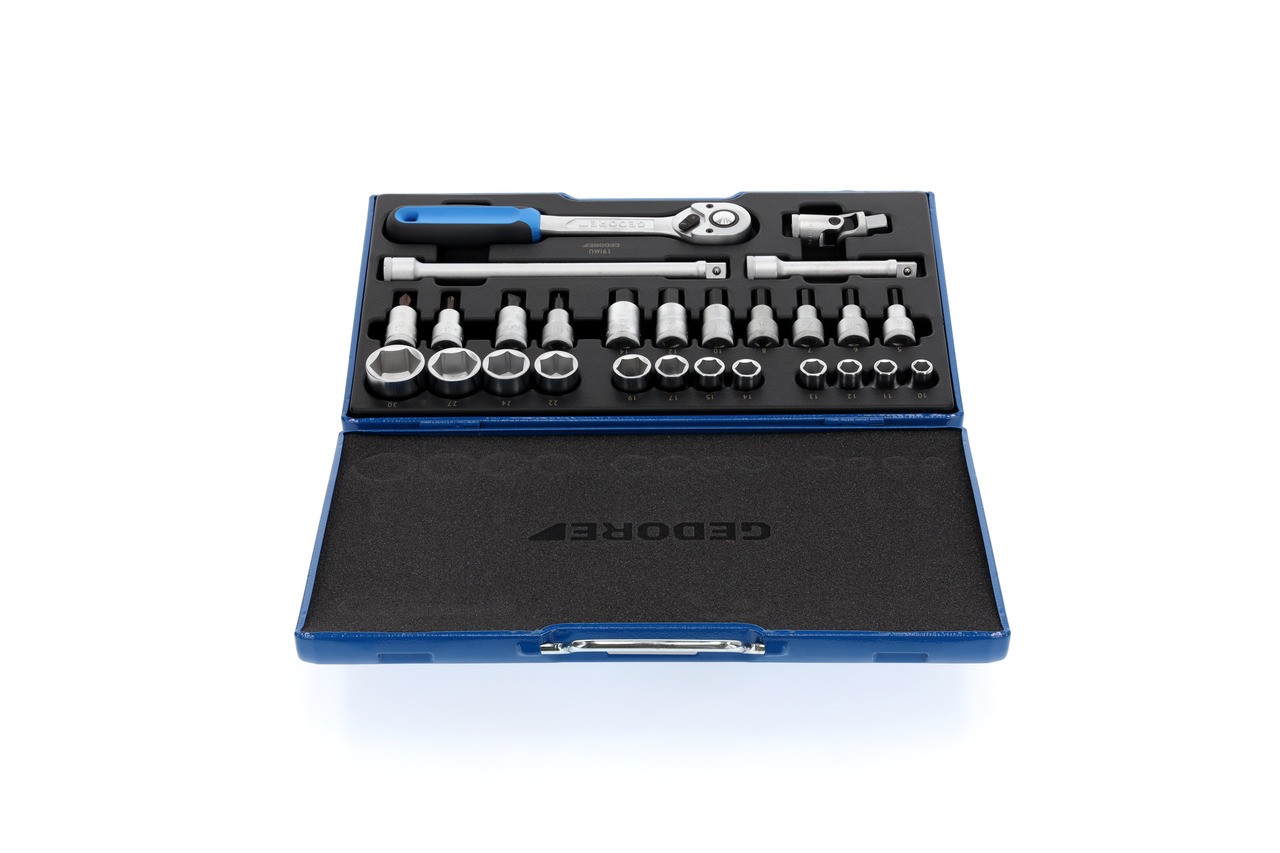 19 IMU-10 Juego de llaves de vaso 1/2", 27 piezas, hexagonal 10-30 mm