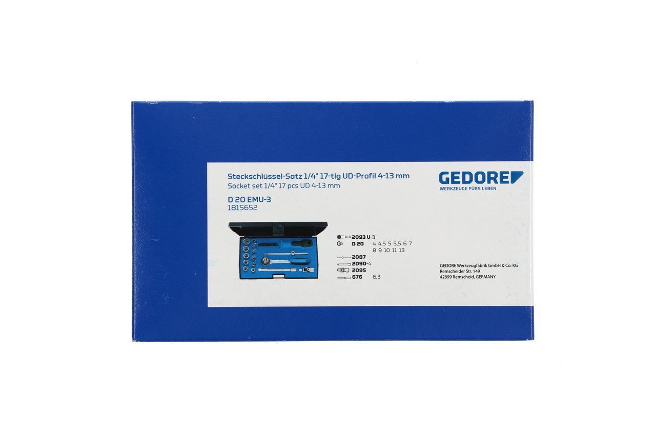 D 20 EMU-3 Juego de llaves de vaso 1/4" 17 piezas, perfil UD 4-13 mm