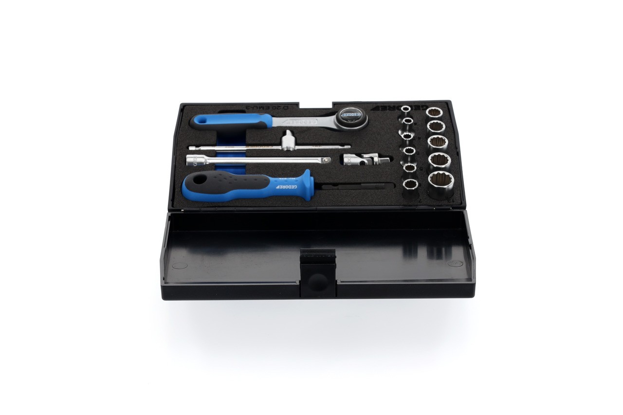 D 20 EMU-3 Juego de llaves de vaso 1/4" 17 piezas, perfil UD 4-13 mm