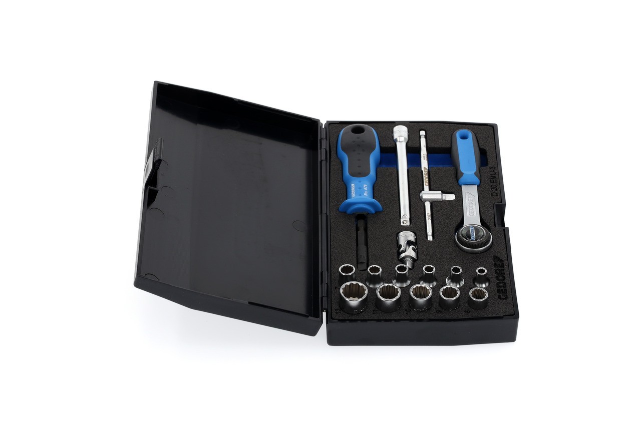 D 20 EMU-3 Juego de llaves de vaso 1/4" 17 piezas, perfil UD 4-13 mm