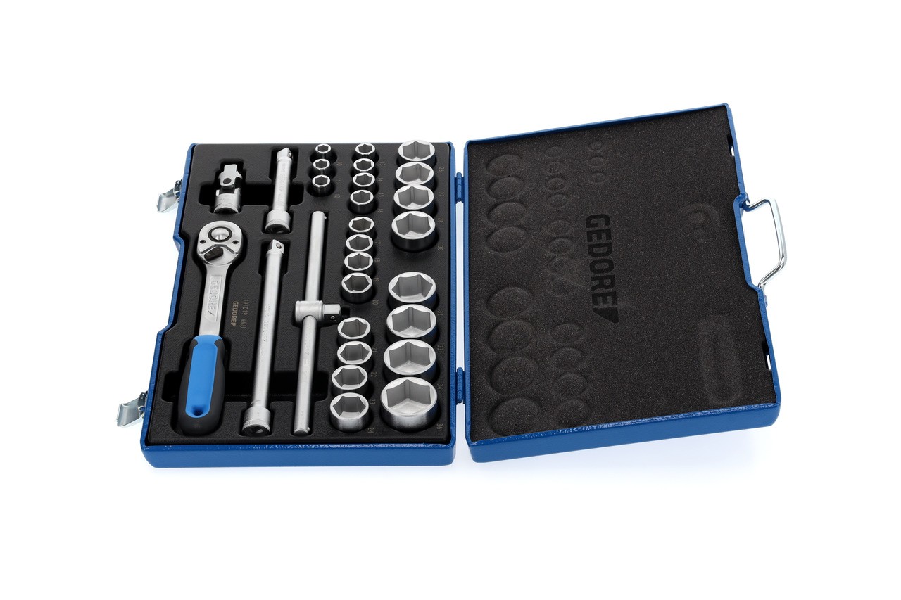 19 VMU-10 Juego de llaves de vaso 1/2" 28 piezas hexagonal 10-36 mm