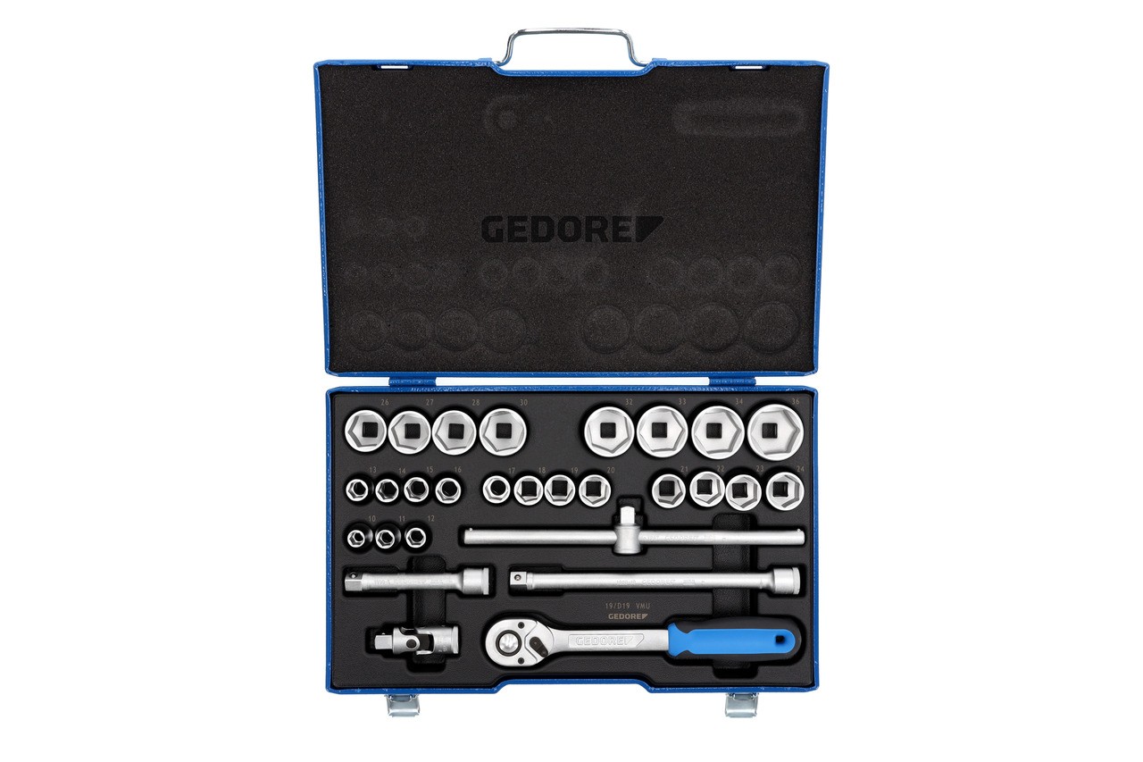 19 VMU-10 Juego de llaves de vaso 1/2" 28 piezas hexagonal 10-36 mm