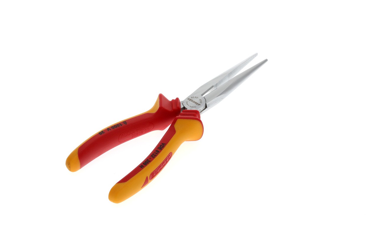 VDE 8132-200 H Alicate de punta redonda VDE con aislamiento de funda 200 mm