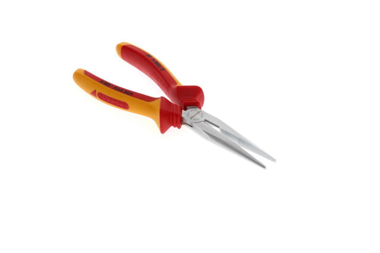 VDE 8132-200 H Alicate de punta redonda VDE con aislamiento de funda 200 mm