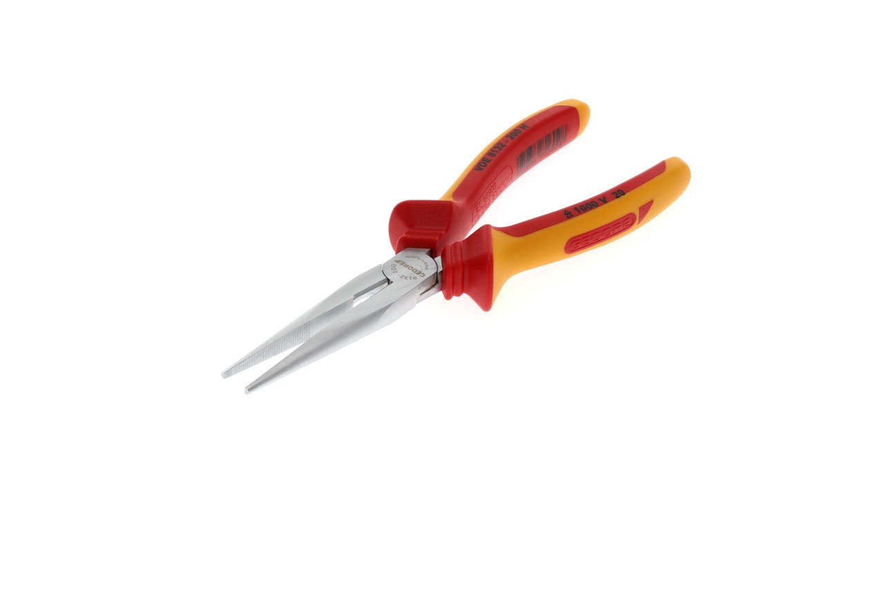 VDE 8132-200 H Alicate de punta redonda VDE con aislamiento de funda 200 mm