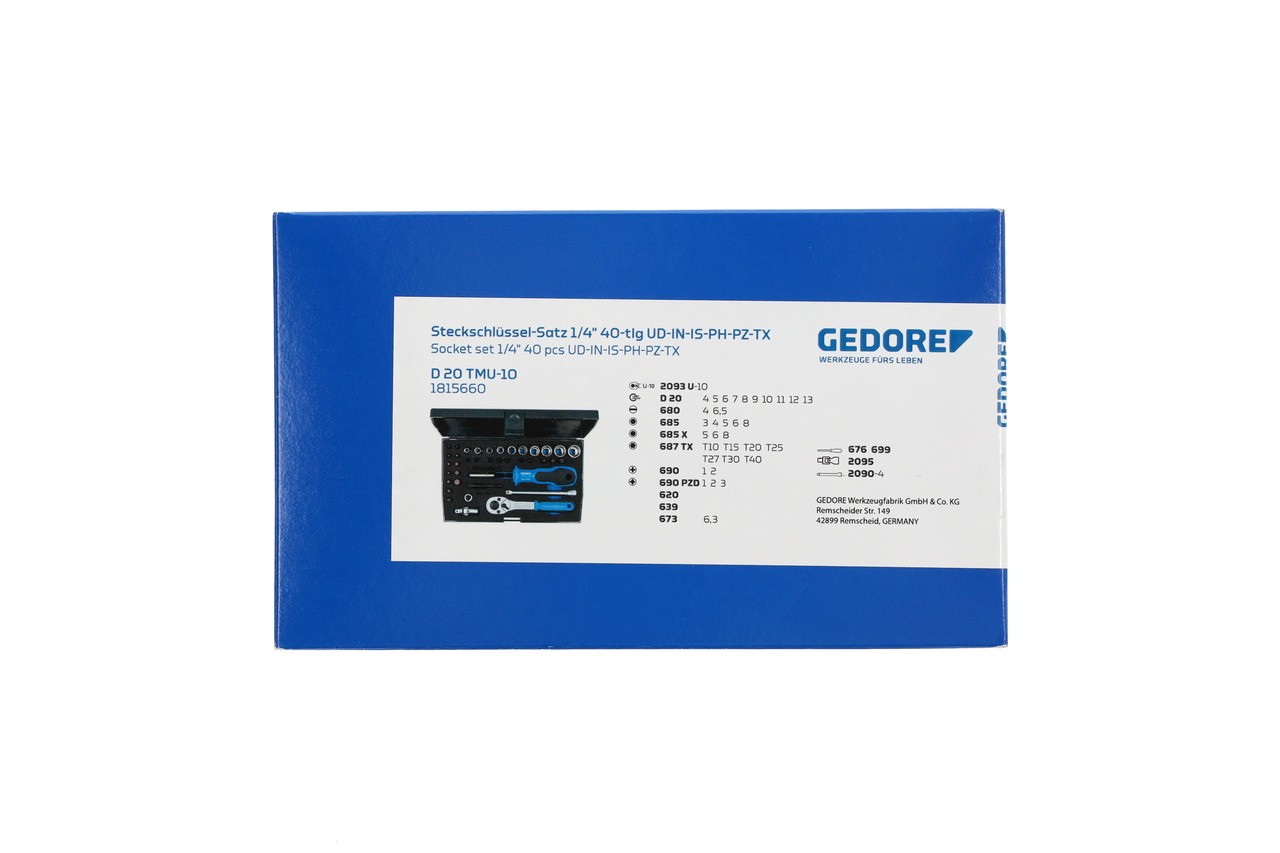 D 20 TMU-10 Juego de llaves de vaso 1/4" 40 piezas UD-IN-IS-PH-PZ-TX