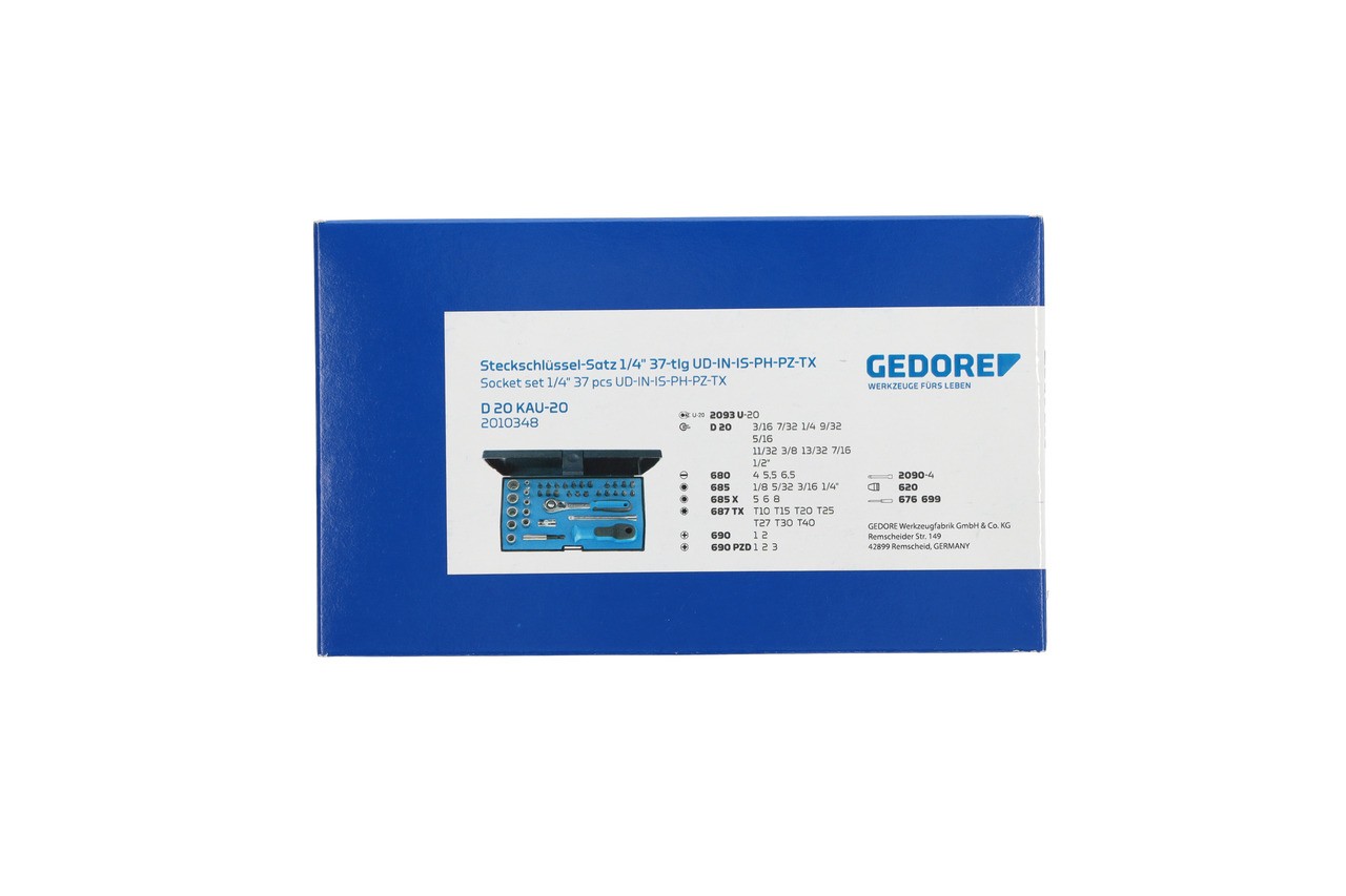D 20 KAU-20 Juego de llaves de vaso 1/4" 37 piezas UD-IN-IS-PH-PZ-TX