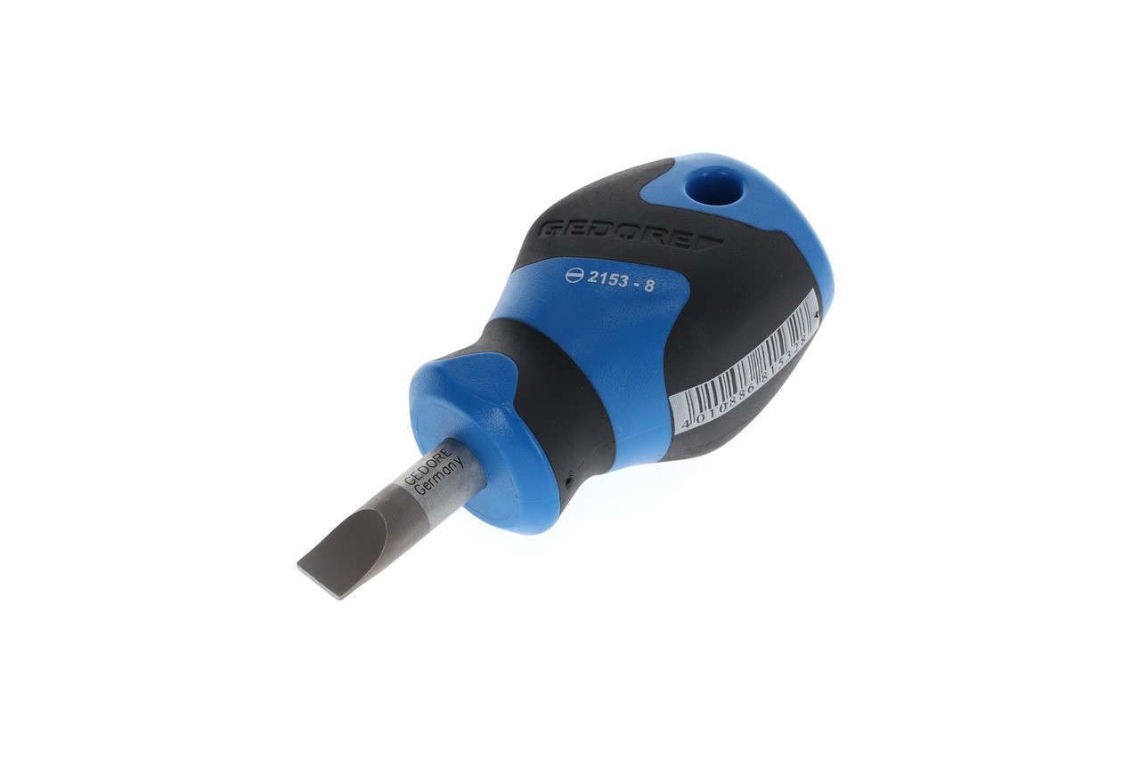 2153 8 Destornillador, forma corta, ranura 8 mm
