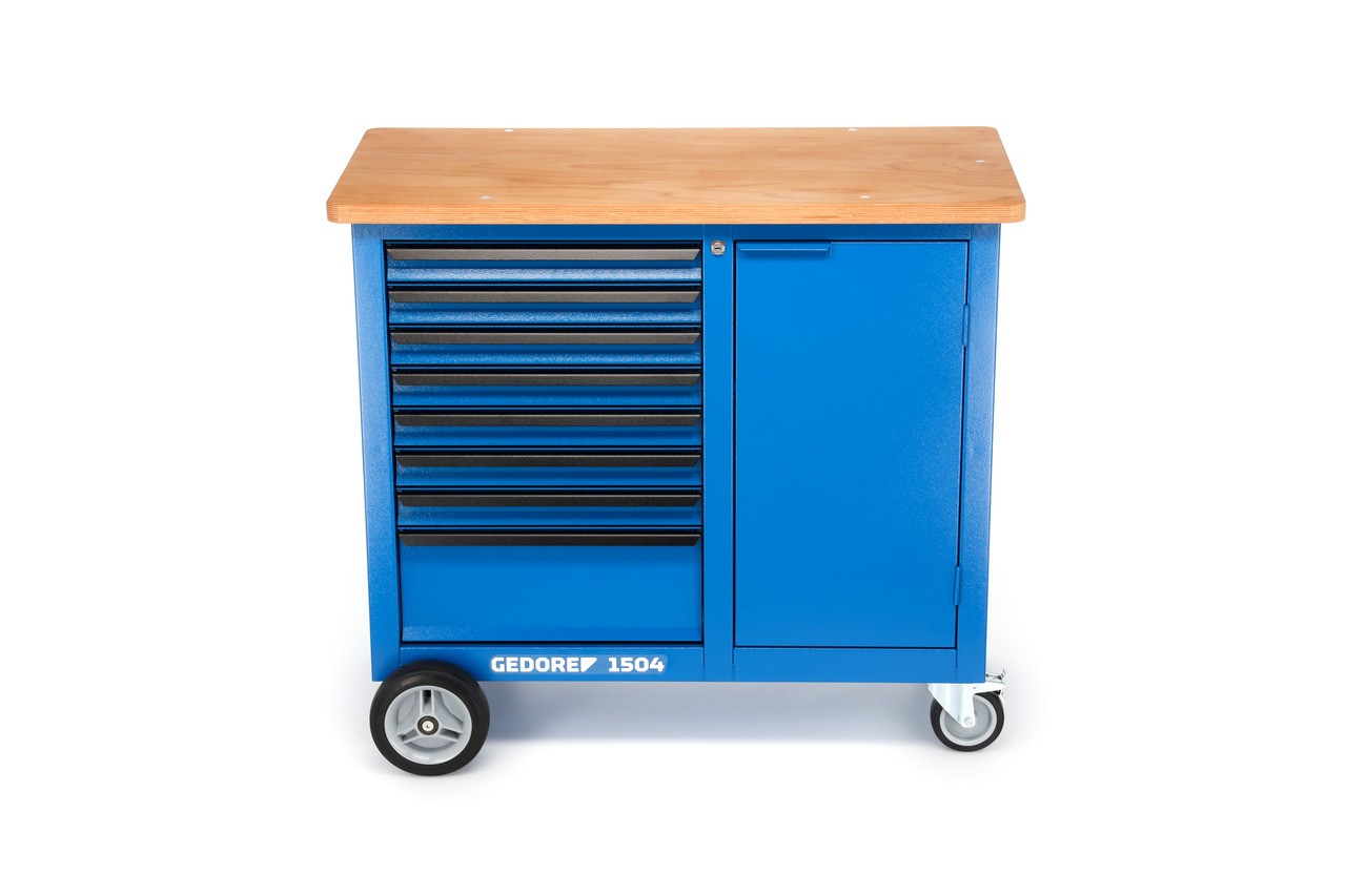 1504 0701 Banco de trabajo con ruedas con 8 Cajones